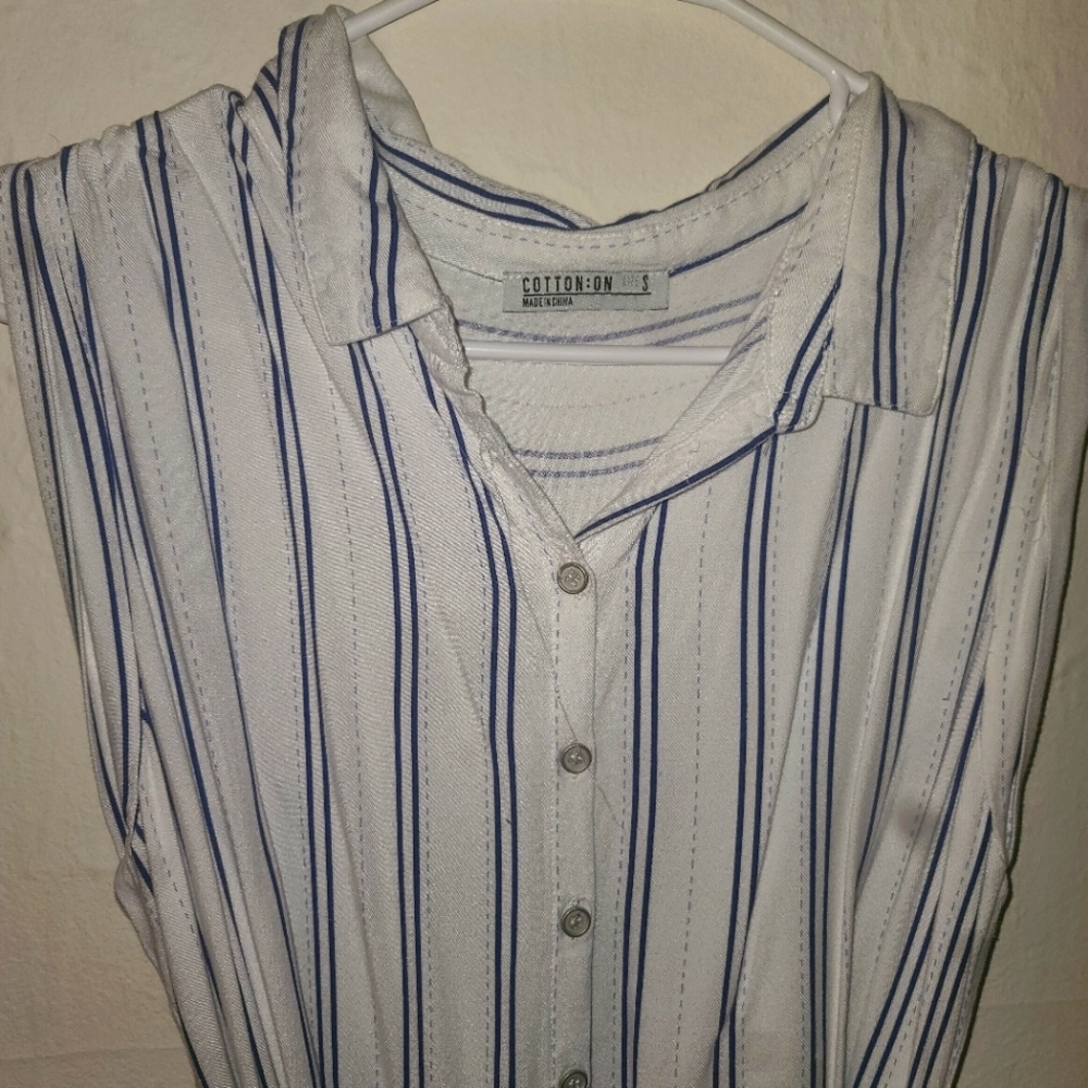 Cotton On White and Blue Stripe Shirtdress